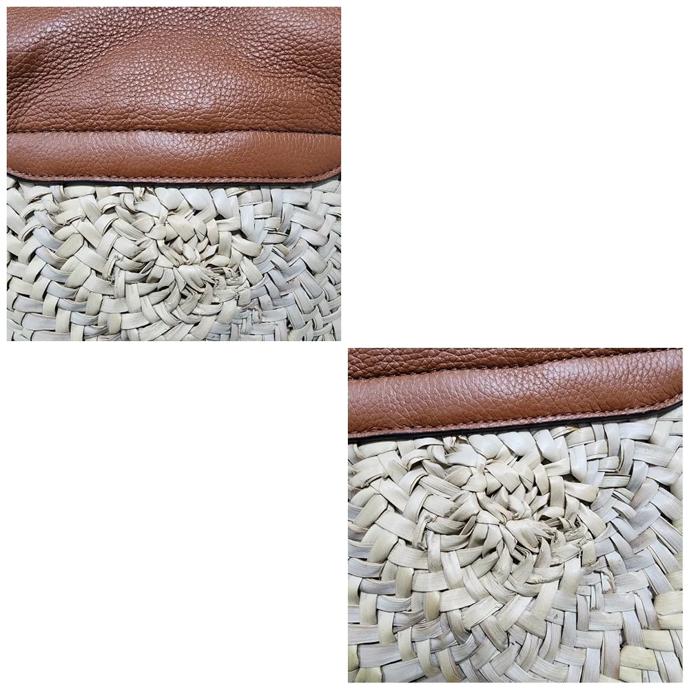 Chloé Raffia Crossbody Bag Brown/Cream